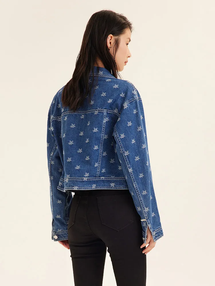Jacquard Denim Short Women Jacket With Rhinestones sold by Goelia product image thumbnail 3