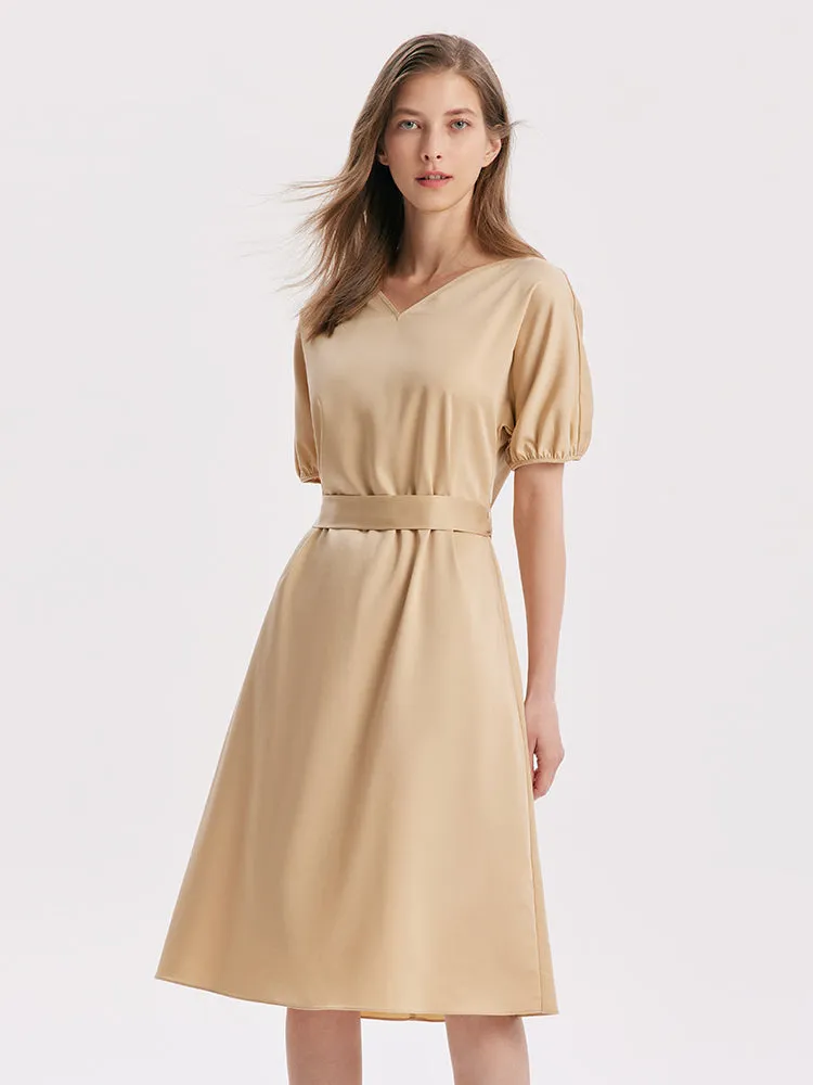 Short Sleeve V-Neck Midi Dress sold by Goelia