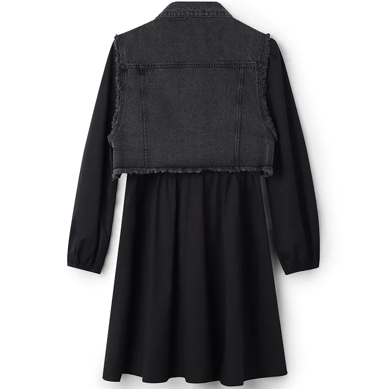 Denim Vest And Black Mini Dress Two-Piece Set sold by Goelia product image thumbnail 5
