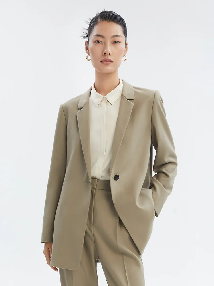 Green Worsted Wool One Button Women Blazer sold by Goelia product image thumbnail 2