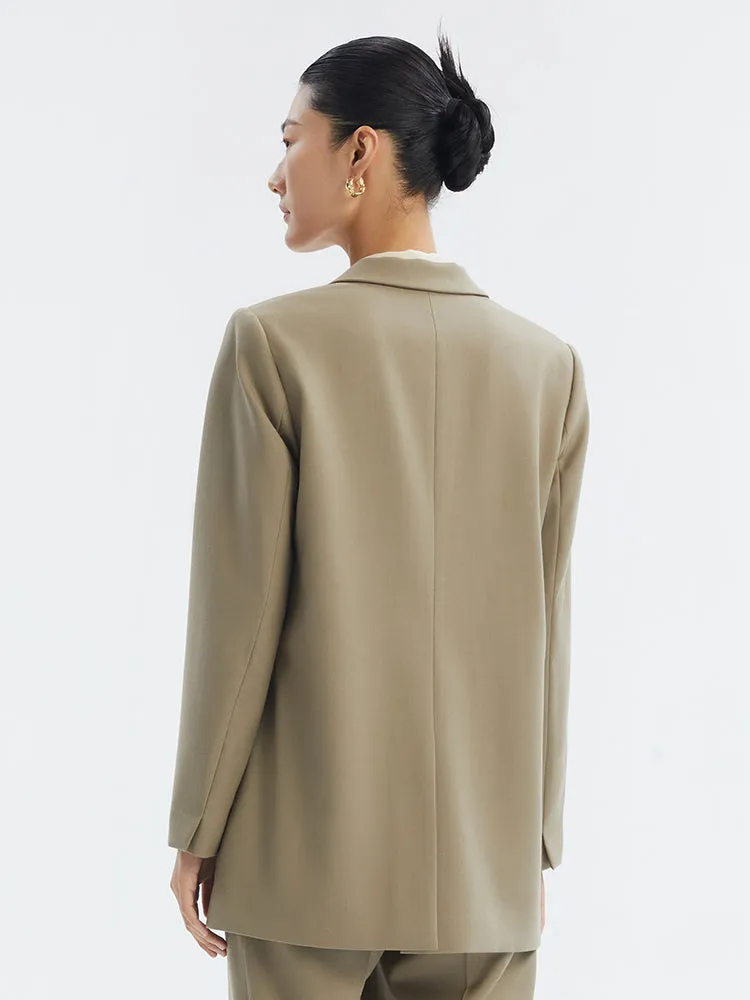 Green Worsted Wool One Button Women Blazer sold by Goelia product image thumbnail 3