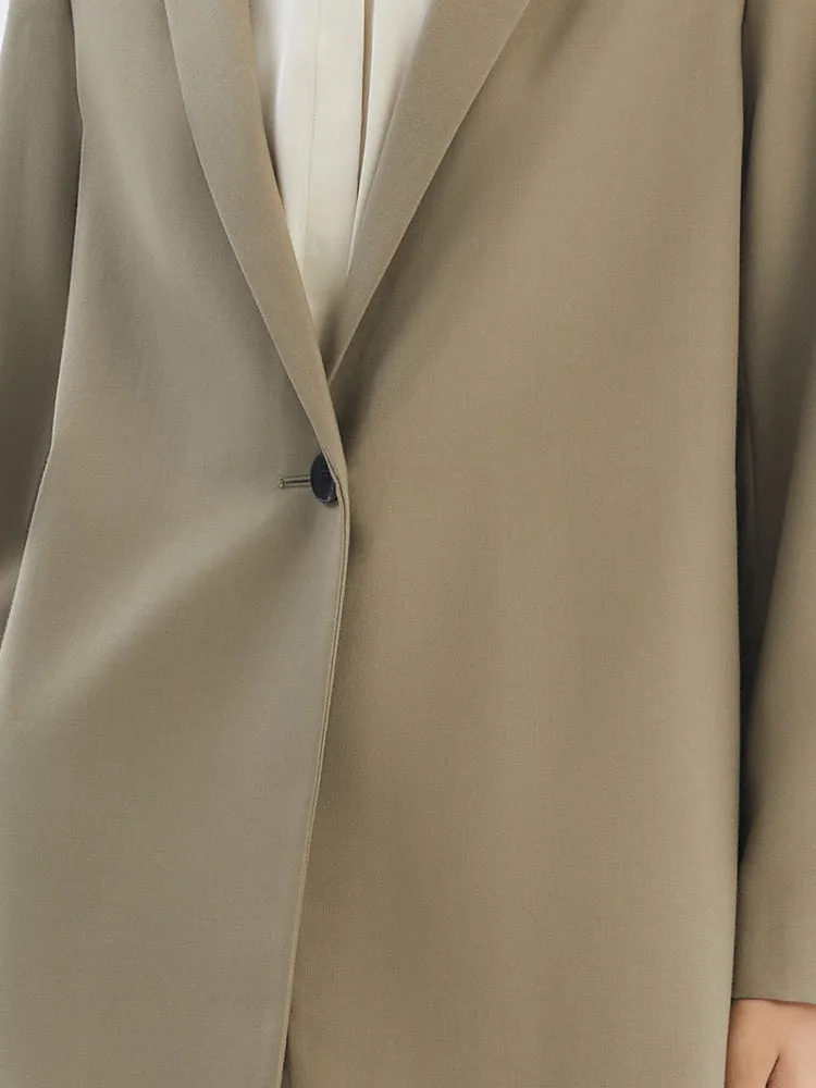 Green Worsted Wool One Button Women Blazer sold by Goelia product image thumbnail 4