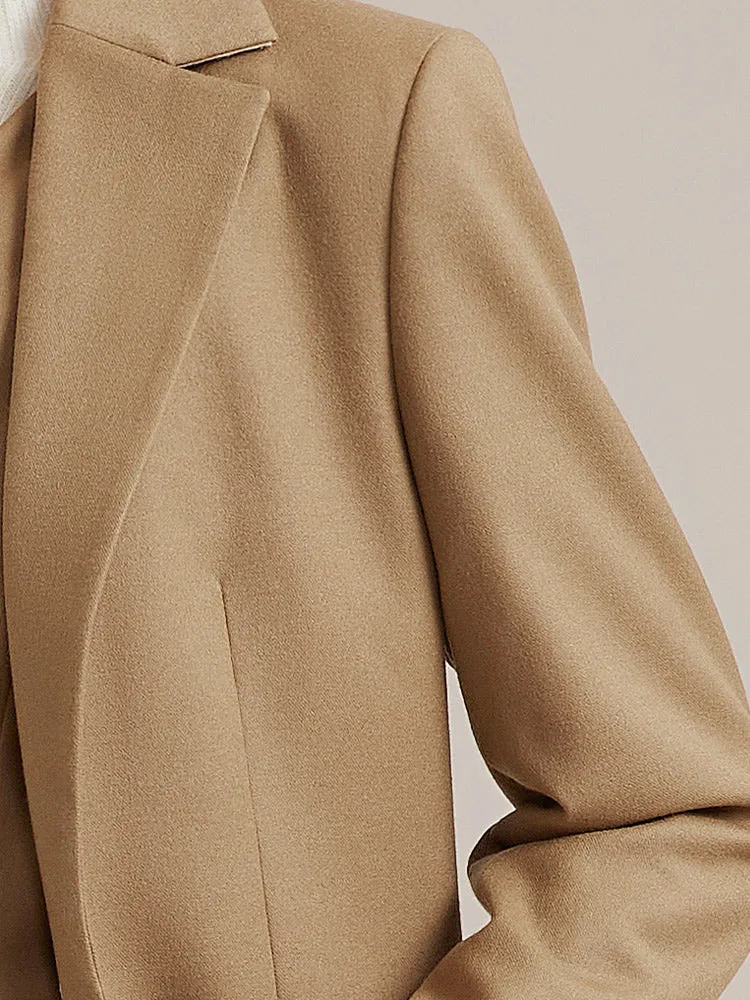 Khaki One Button Woolen Women Blazer sold by Goelia product image thumbnail 4