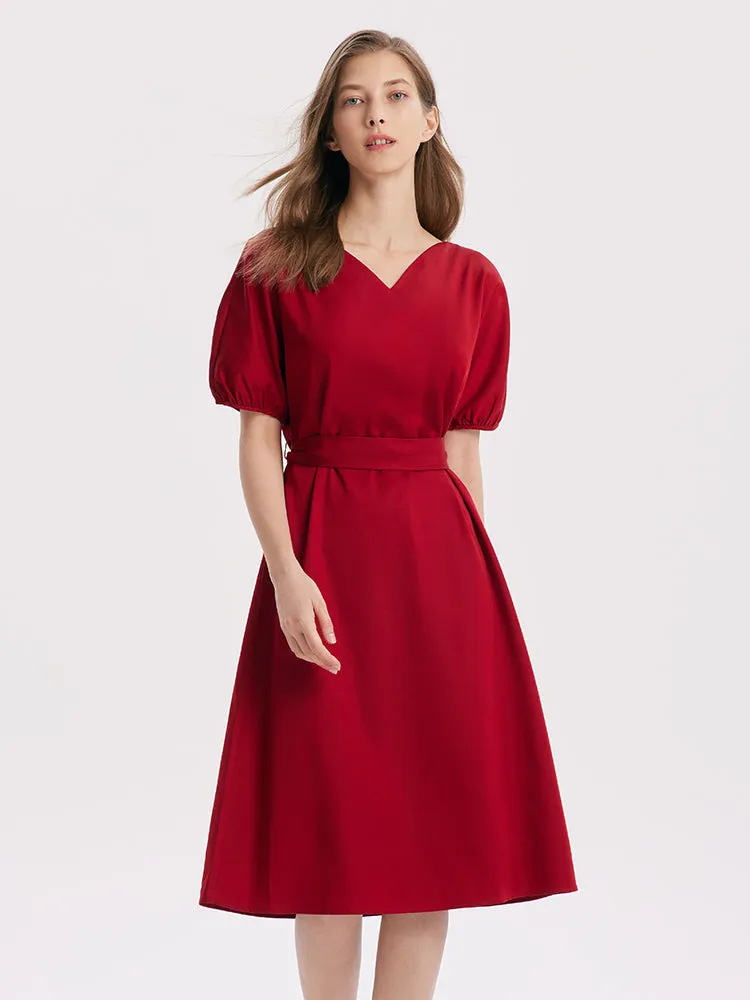 Short Sleeve V-Neck Midi Dress sold by Goelia