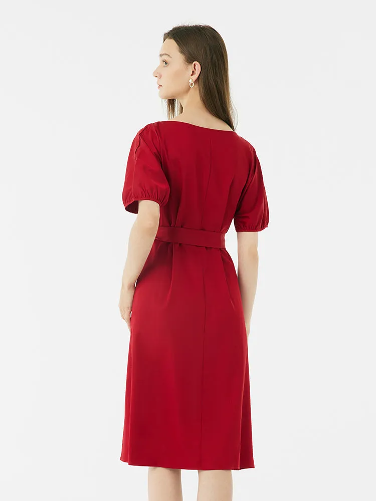 Short Sleeve V-Neck Midi Dress sold by Goelia product image thumbnail 4