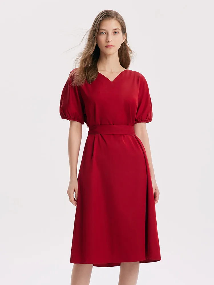 Short Sleeve V-Neck Midi Dress sold by Goelia product image thumbnail 2