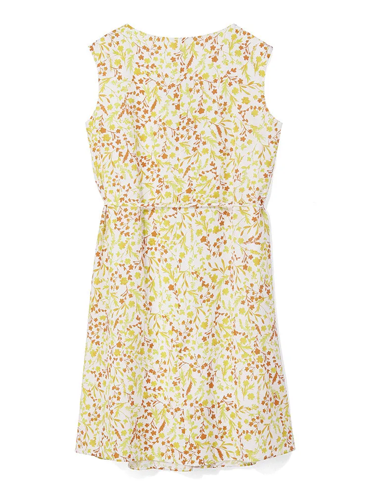 Silk And Cotton Floral Print A-line Midi Dress sold by Goelia product image thumbnail 5