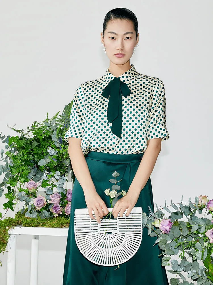 16 Momme Pure Silk Polka Dots Women Shirt sold by Goelia product image thumbnail 4