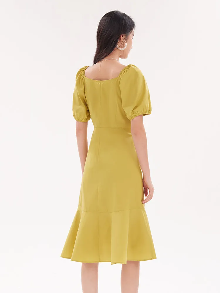 V-Neck Ruffled Cotton Midi Dress sold by Goelia product image thumbnail 5