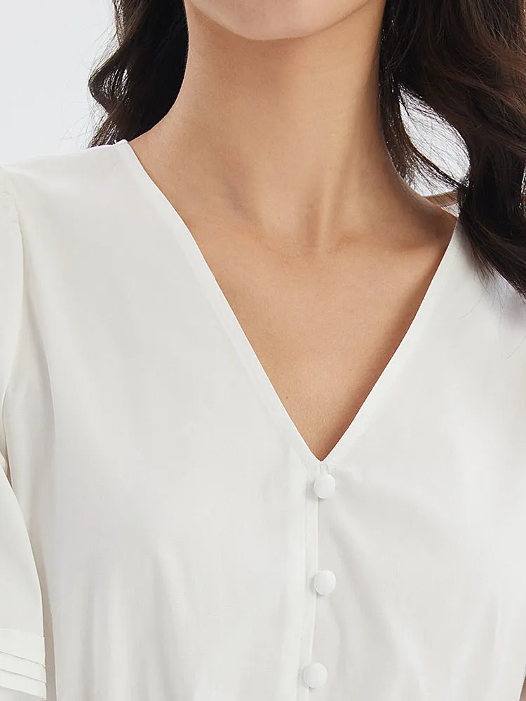 V-neck Gathered Waist Mini Dress sold by Goelia product image thumbnail 4