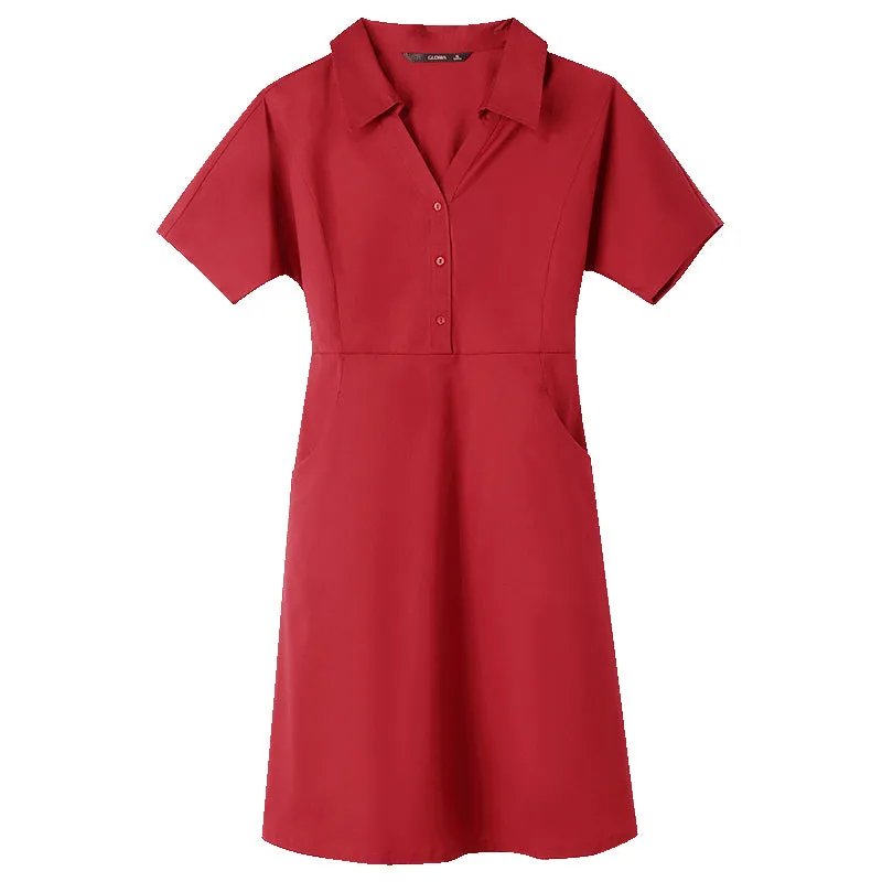 Red Cotton Gathered Waist Mini Dress sold by Goelia product image thumbnail 4