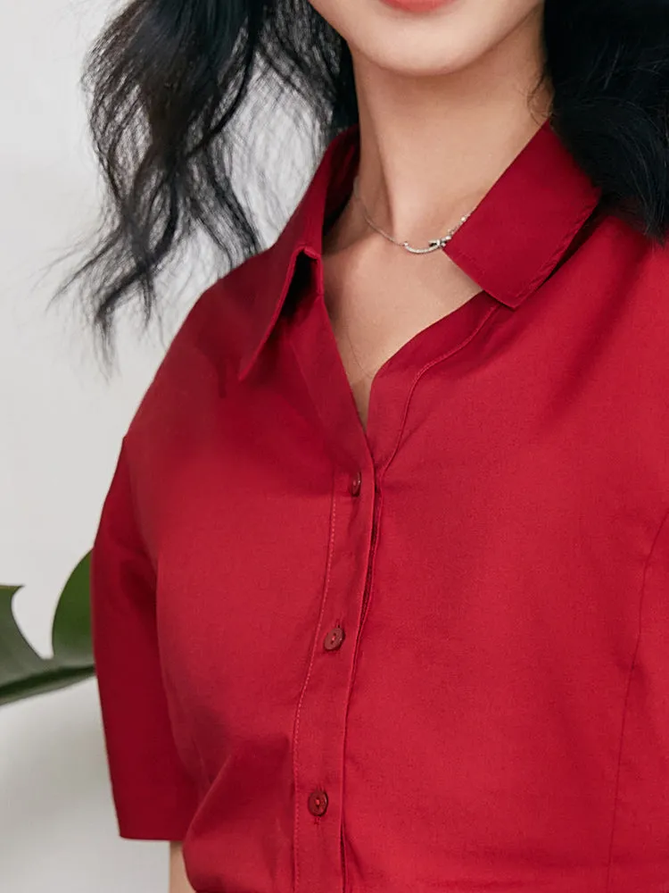 Red Cotton Gathered Waist Mini Dress sold by Goelia product image thumbnail 3