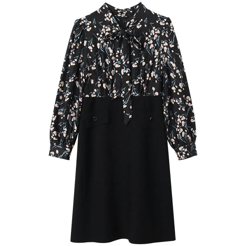 16.5 Momme Silk Floral Print Patchwork Midi Dress sold by Goelia product image thumbnail 5