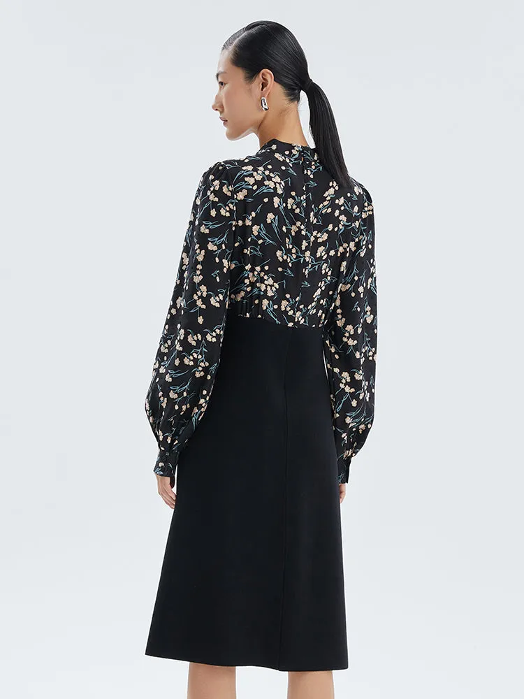 16.5 Momme Silk Floral Print Patchwork Midi Dress sold by Goelia product image thumbnail 3