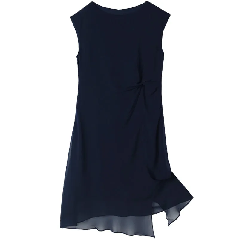 Dark Blue Silk Midi Dress sold by Goelia product image thumbnail 4