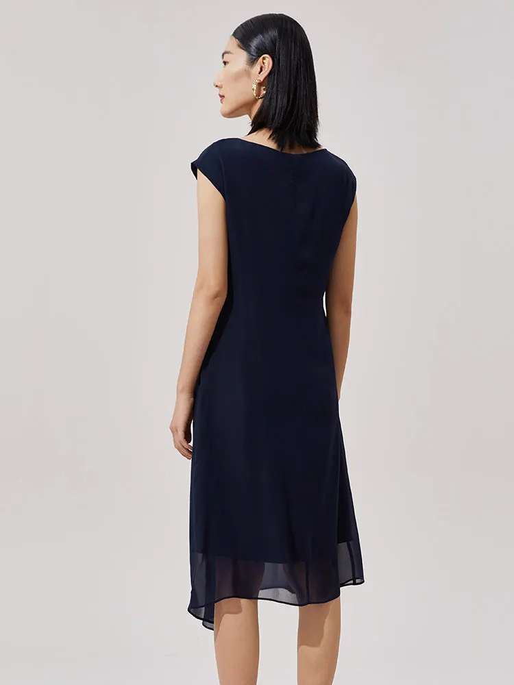 Dark Blue Silk Midi Dress sold by Goelia product image thumbnail 2