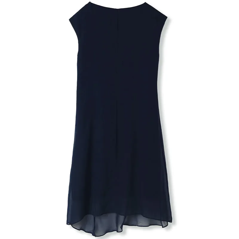 Dark Blue Silk Midi Dress sold by Goelia product image thumbnail 5