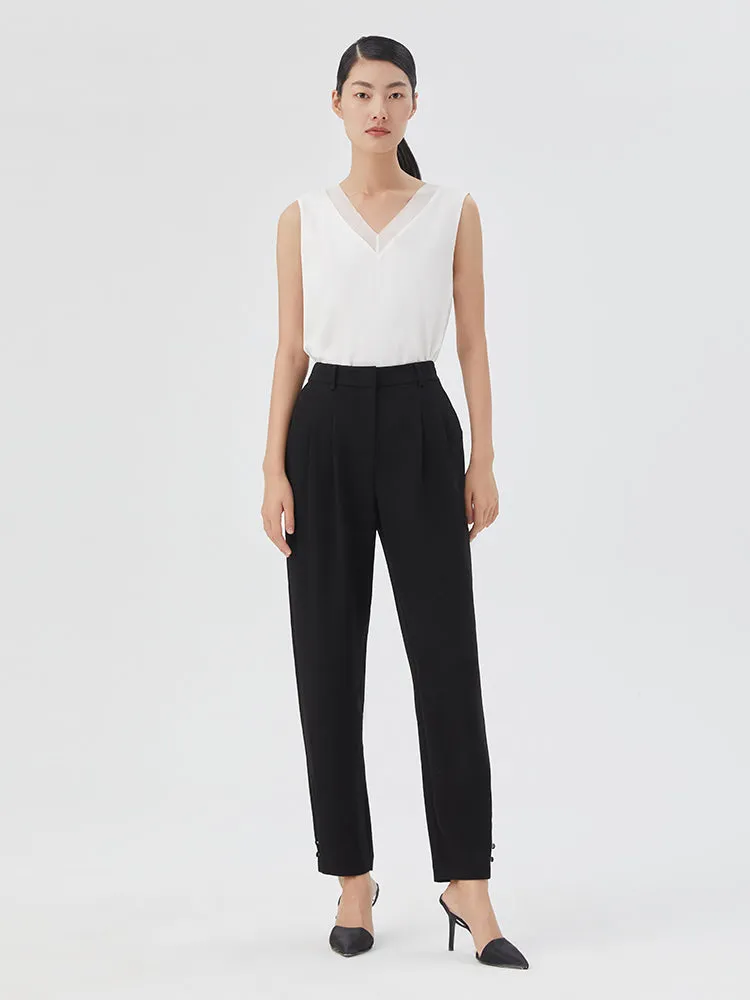 Black Acetate Tapered Trousers sold by Goelia