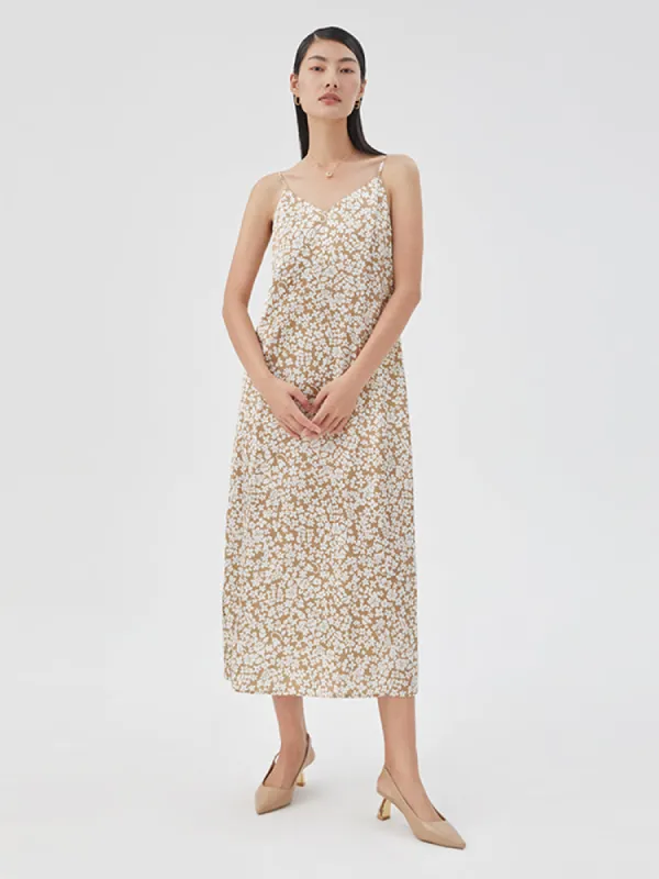 Acetate Floral Printed Spaghetti Strap Maxi Dress sold by Goelia