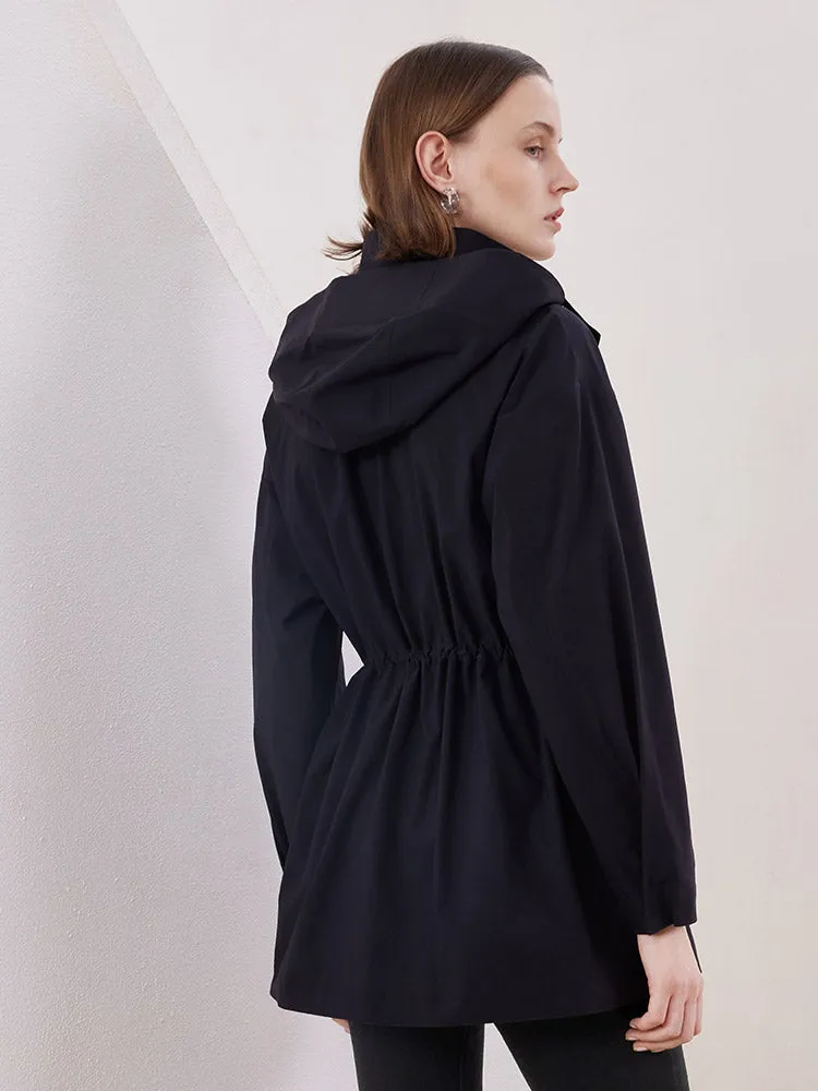 Black Gathered Waist Parka Jacket sold by Goelia product image thumbnail 2