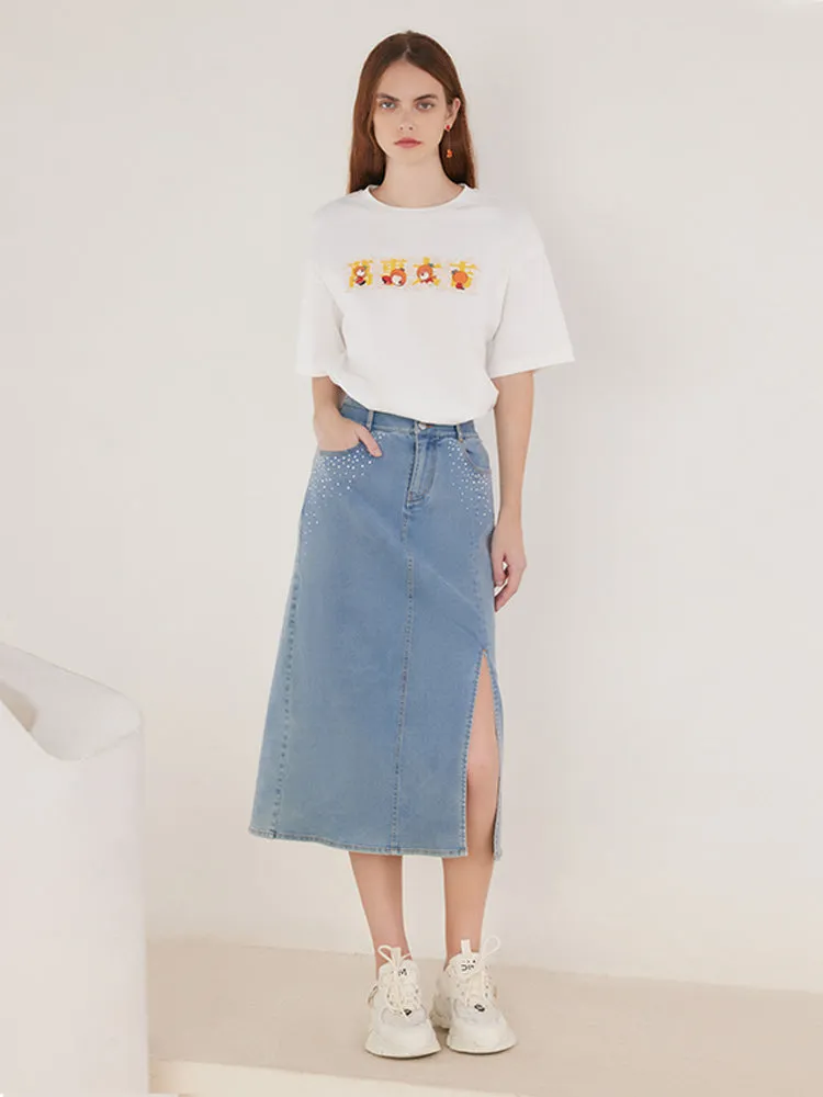 White Printed T-shirt With Chinese Words "Everything Will Be Fine" sold by Goelia product image thumbnail 2