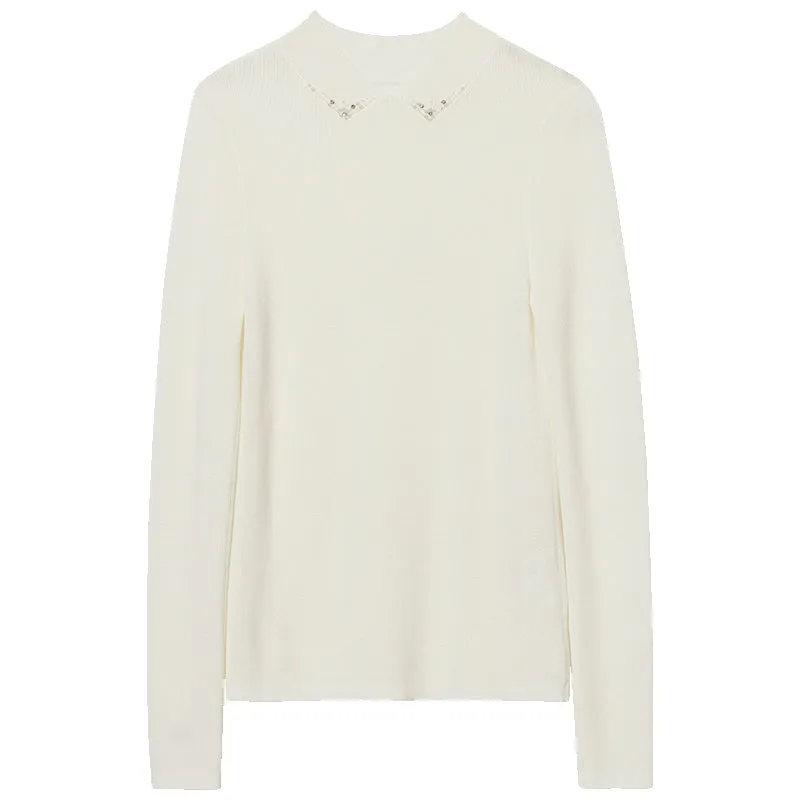 White Light Weight Worsted Woolen Women Sweater sold by Goelia product image thumbnail 4