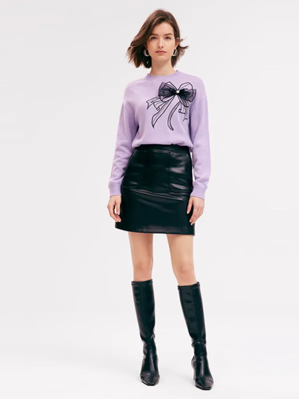 Purple Woolen Embroidered Sweater sold by Goelia