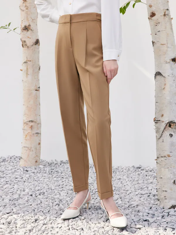 Camel Ankle Length Pants made by Goelia