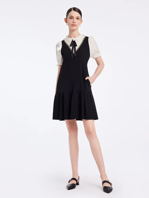 Commuter Style Knitted Patchwork Mini Dress sold by Goelia