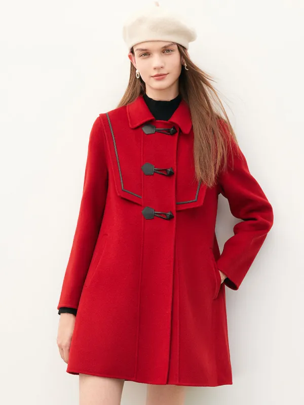 Chili Red Woolen Coat sold by Goelia