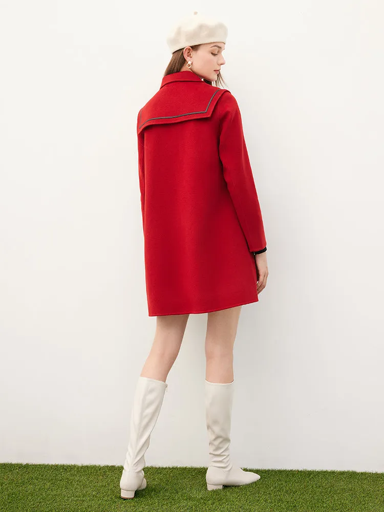 Chili Red Woolen Coat sold by Goelia product image thumbnail 4