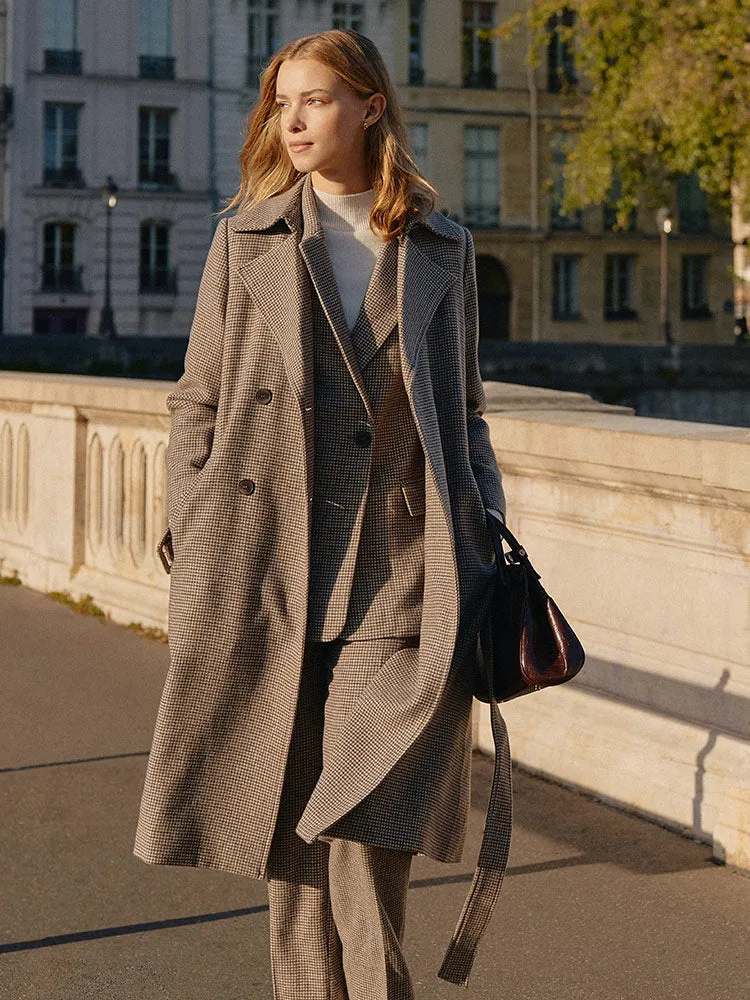 Washable Wool Houndstooth Trench Coat sold by Goelia product image thumbnail 2