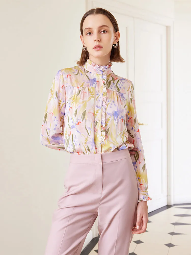 19 Momme Mulberry Silk Floral Shirt sold by Goelia