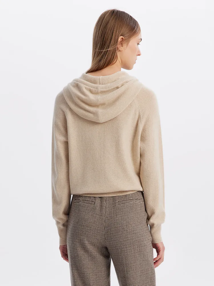 Beige Short Hooded Cashmere Sweater sold by Goelia product image thumbnail 2