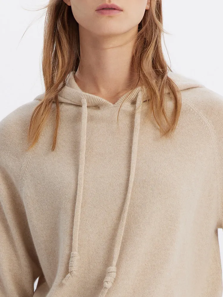 Beige Short Hooded Cashmere Sweater sold by Goelia product image thumbnail 4