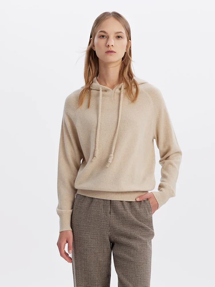 Beige Short Hooded Cashmere Sweater sold by Goelia