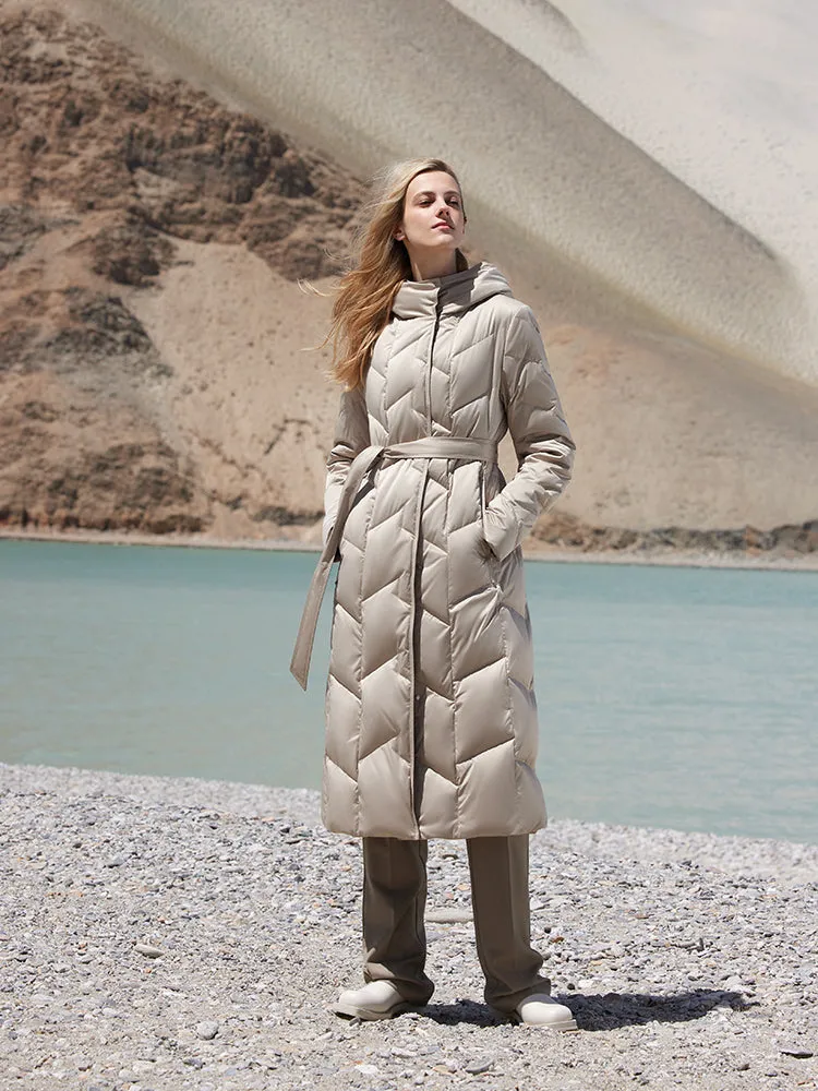 Tight Hooded Long Goose Down Garment sold by Goelia