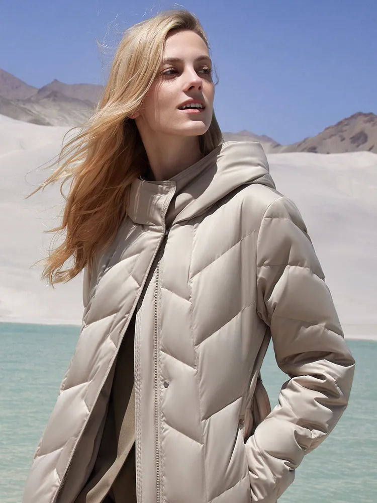 Tight Hooded Long Goose Down Garment sold by Goelia product image thumbnail 3