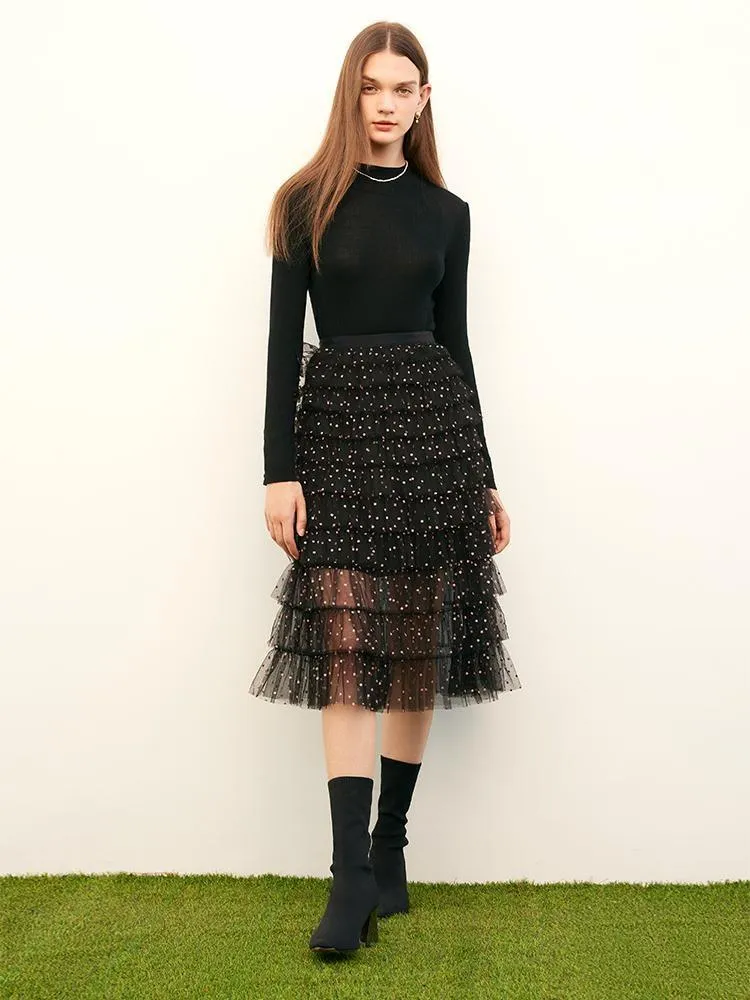 Mesh Polka Dots Layered Skirt sold by Goelia product image thumbnail 3
