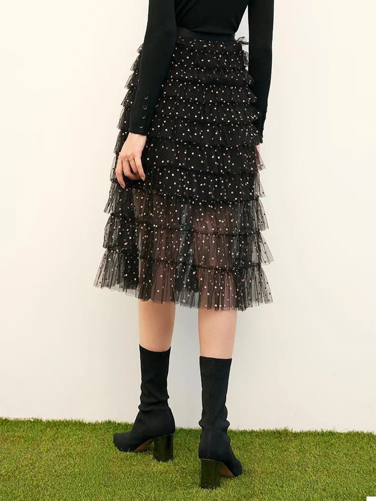 Mesh Polka Dots Layered Skirt sold by Goelia product image thumbnail 4