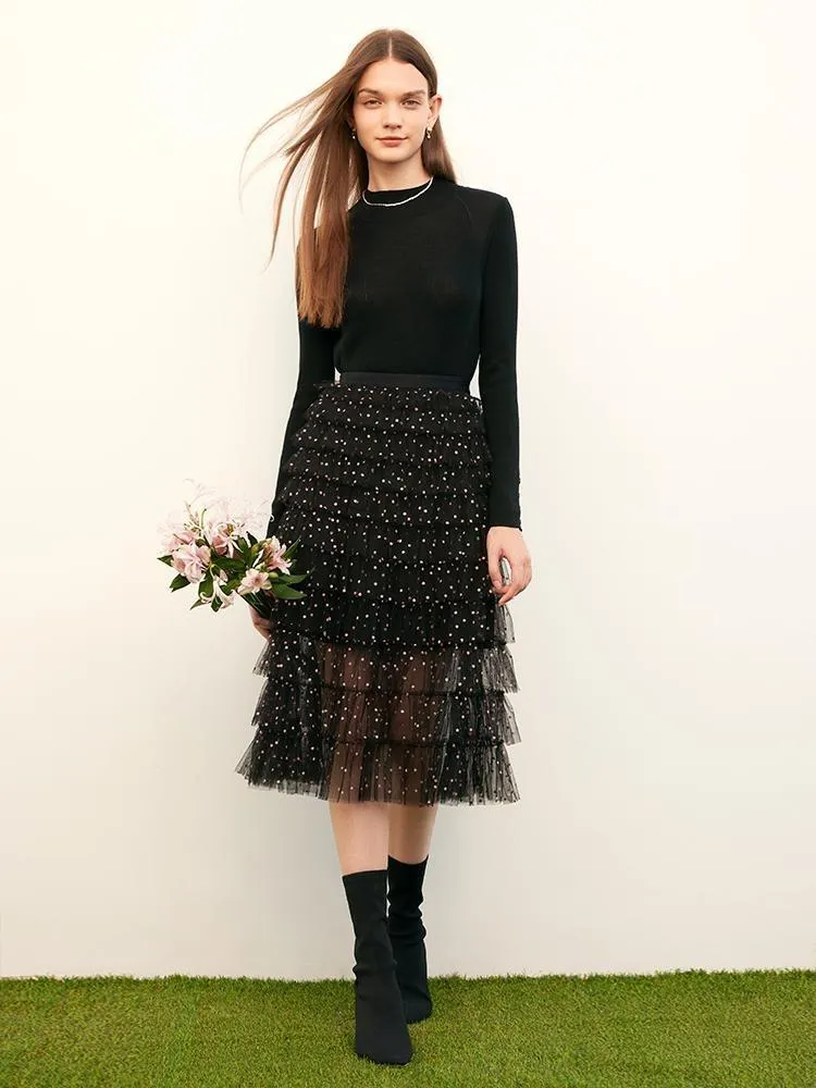 Mesh Polka Dots Layered Skirt sold by Goelia product image thumbnail 2