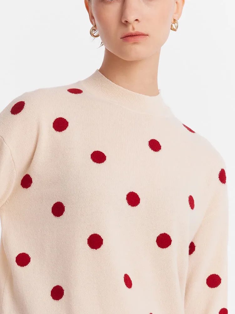 Woolen Polka Dots Jacquard Women Sweater And Half Skirt Two-Piece Set sold by Goelia product image thumbnail 4