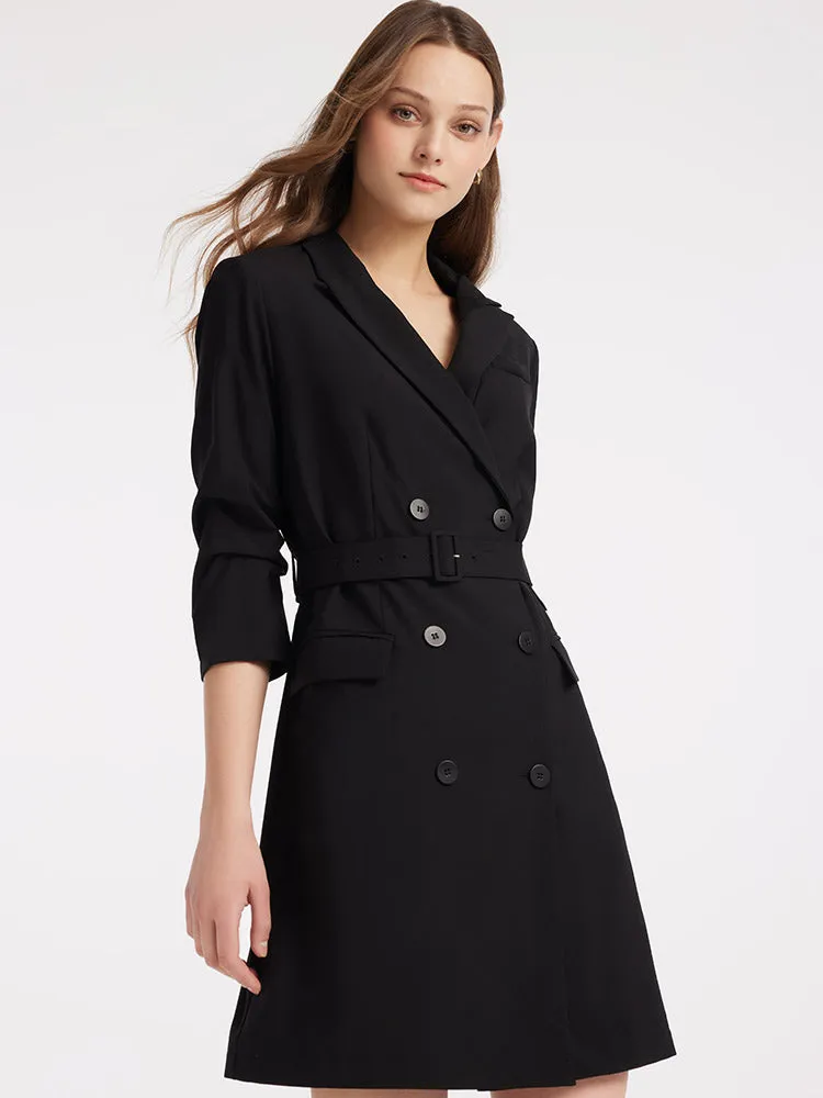 Worsted Woolen Stretchy Blazer With Belt sold by Goelia product image thumbnail 3