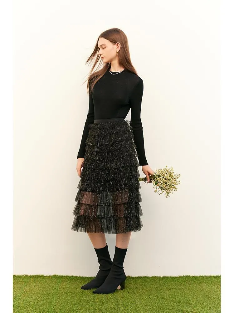 Black Mesh Layered Skirt sold by Goelia product image thumbnail 3