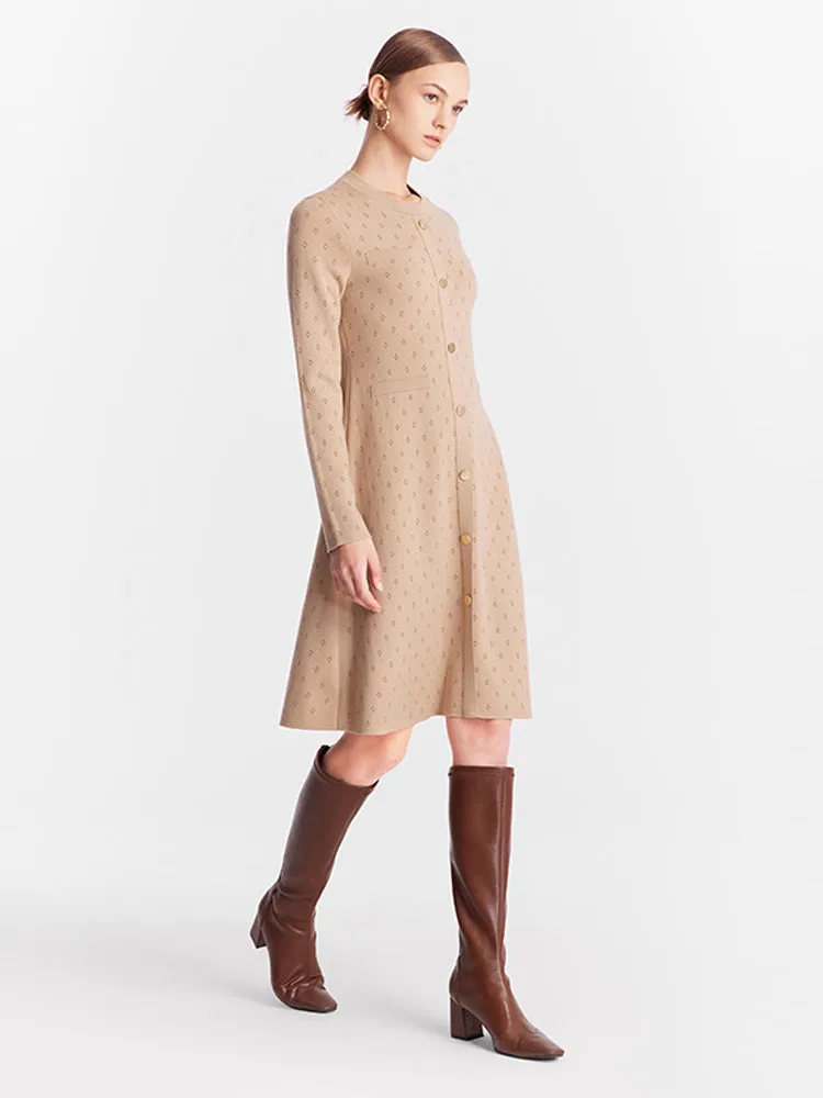 Jacquard Woolen Knitted Midi Dress sold by Goelia product image thumbnail 2