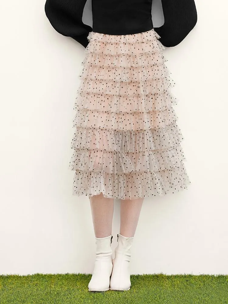 Overlay Polka Dot Tulle Skirt sold by Goelia