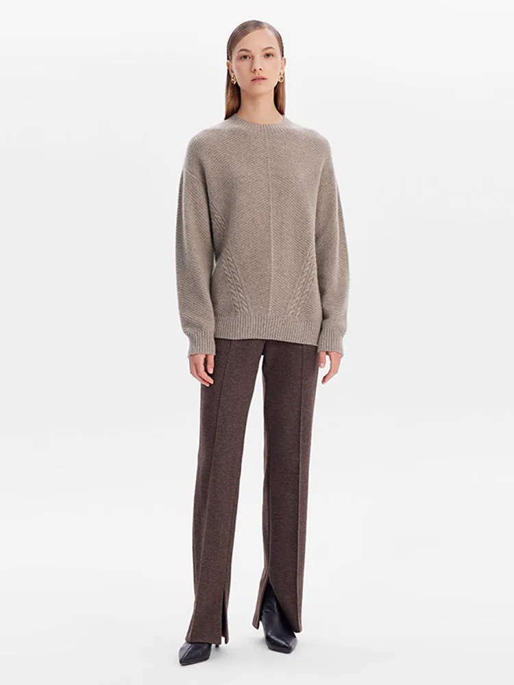 Brown Pure Cashmere Cable Knit Women Sweater sold by Goelia product image thumbnail 3