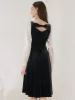 Velvet Black Midi Dress sold by Goelia