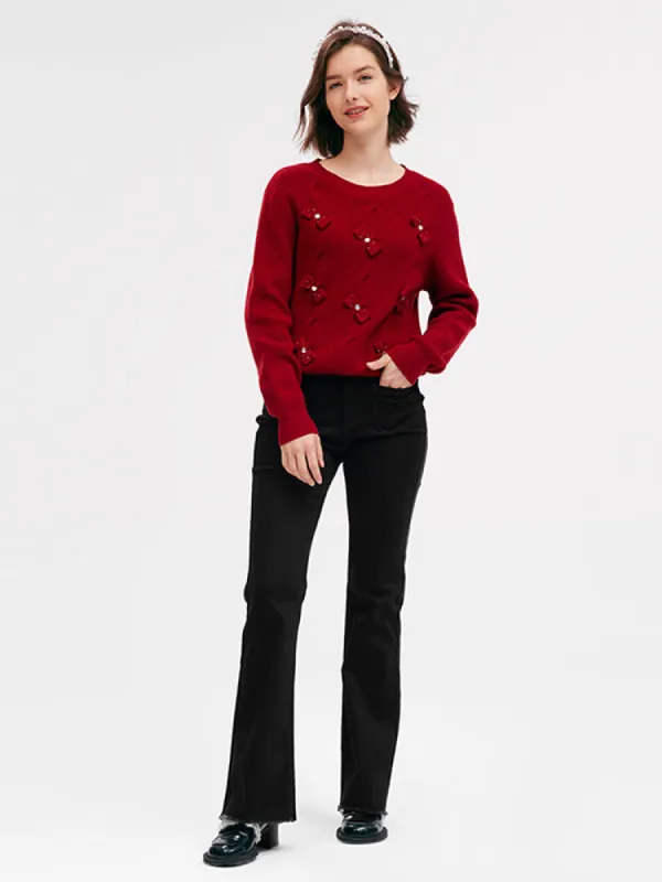 Chili Red Tencel Woolen Women Sweater sold by Goelia