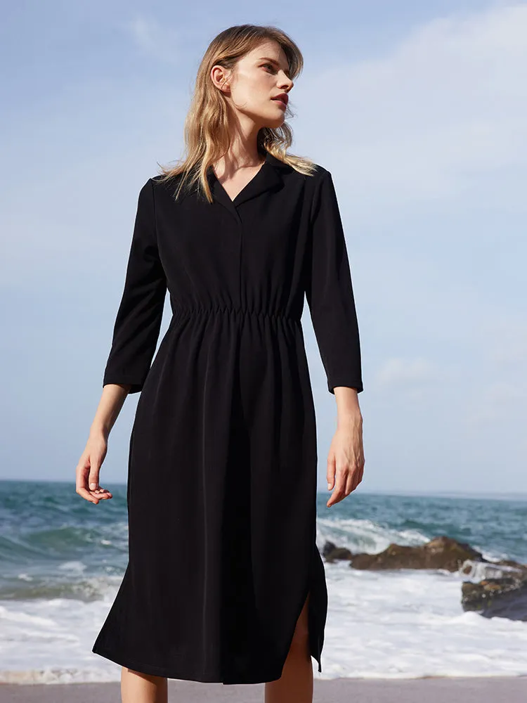 Triacetate Gathered Waist V-Neck Midi Dress sold by Goelia product image thumbnail 3